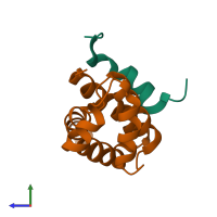 PDB entry 2a7u coloured by chain, side view.