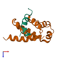 PDB entry 2a7u coloured by chain, top view.