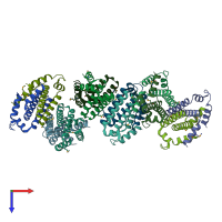 PDB entry 2a7w coloured by chain, top view.