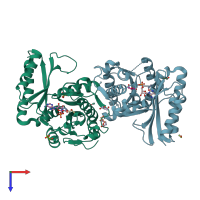 PDB entry 2a86 coloured by chain, top view.