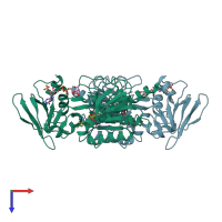PDB entry 2a87 coloured by chain, top view.