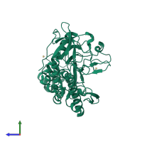 PDB entry 2a8a coloured by chain, side view.