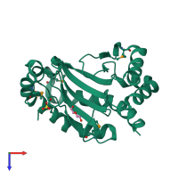 PDB entry 2a8e coloured by chain, top view.
