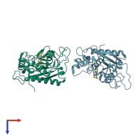 PDB entry 2a8h coloured by chain, top view.