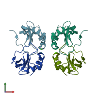 PDB entry 2a8k coloured by chain, front view.