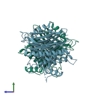 PDB entry 2a8l coloured by chain, side view.