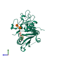 PDB entry 2a8u coloured by chain, side view.