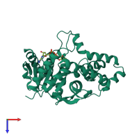 PDB entry 2a94 coloured by chain, top view.