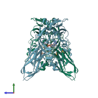 PDB entry 2a9a coloured by chain, side view.