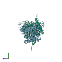 PDB entry 2a9f coloured by chain, side view.
