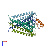 PDB entry 2a9h coloured by chain, top view.