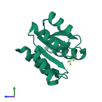 PDB entry 2a9o coloured by chain, side view.