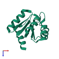 PDB entry 2a9o coloured by chain, top view.
