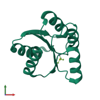 PDB entry 2a9p coloured by chain, front view.