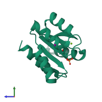 PDB entry 2a9r coloured by chain, side view.