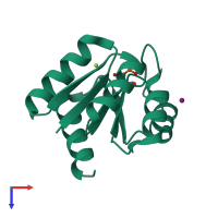 PDB entry 2a9r coloured by chain, top view.