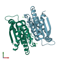 PDB entry 2a9s coloured by chain, front view.