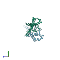 PDB entry 2a9u coloured by chain, side view.