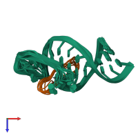 PDB entry 2a9x coloured by chain, ensemble of 10 models, top view.