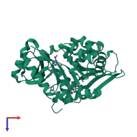 PDB entry 2a9y coloured by chain, top view.