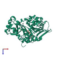 PDB entry 2a9z coloured by chain, top view.