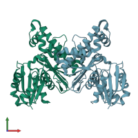 PDB entry 2aa4 coloured by chain, front view.