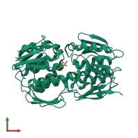 PDB entry 2aa9 coloured by chain, front view.