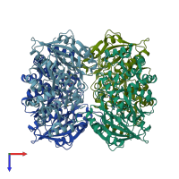 PDB entry 2aaf coloured by chain, top view.