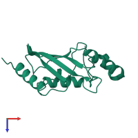 PDB entry 2aak coloured by chain, top view.