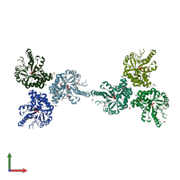 PDB entry 2aam coloured by chain, front view.