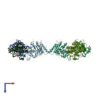 PDB entry 2aam coloured by chain, top view.