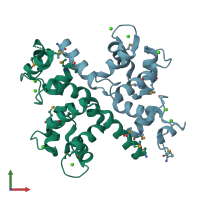 PDB entry 2aao coloured by chain, front view.