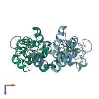 PDB entry 2aao coloured by chain, top view.