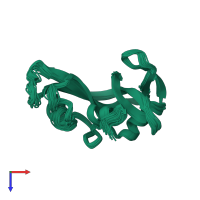 PDB entry 2aas coloured by chain, ensemble of 32 models, top view.