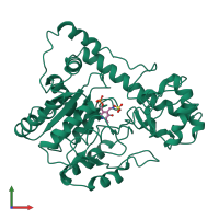 PDB entry 2aat coloured by chain, front view.