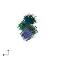 PDB entry 2aaz coloured by chain, ensemble of 4 models, side view.