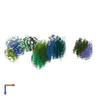 PDB entry 2aaz coloured by chain, ensemble of 4 models, top view.