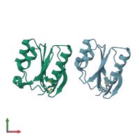 PDB entry 2ab1 coloured by chain, front view.