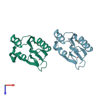 PDB entry 2ab1 coloured by chain, top view.