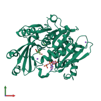 PDB entry 2ab8 coloured by chain, front view.