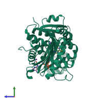 PDB entry 2ab8 coloured by chain, side view.