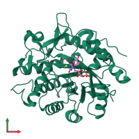 PDB entry 2abb coloured by chain, front view.