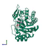 PDB entry 2abb coloured by chain, side view.