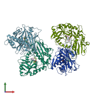 PDB entry 2abj coloured by chain, front view.