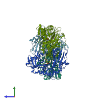PDB entry 2abj coloured by chain, side view.