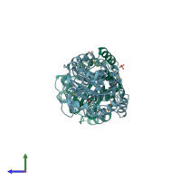 PDB entry 2abq coloured by chain, side view.