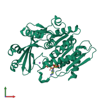 PDB entry 2abs coloured by chain, front view.