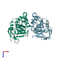 PDB entry 2abw coloured by chain, top view.