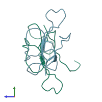 PDB entry 2abx coloured by chain, side view.