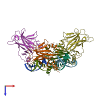 PDB entry 2ac0 coloured by chain, top view.